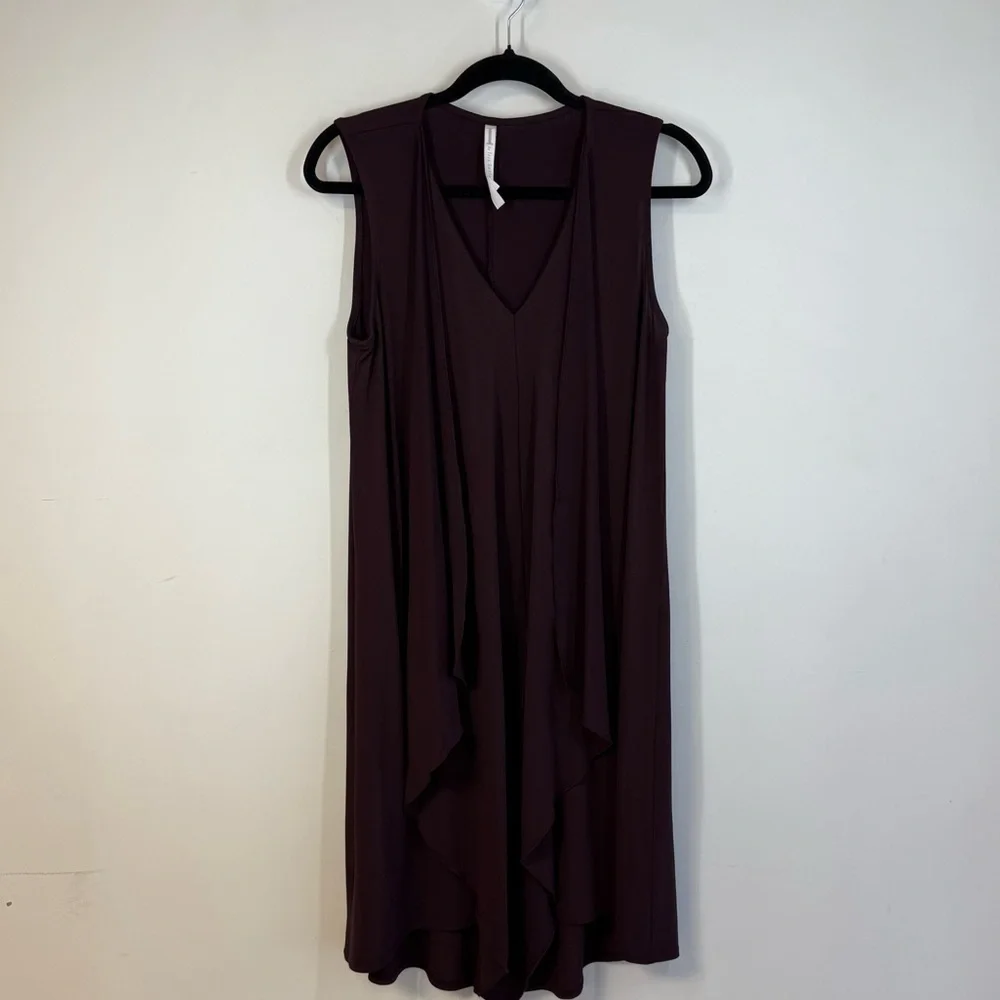 Iris Setlakwe Burgundy Minimalist Chic Sleeveless Draped Dress Size M - Picture 2 of 8